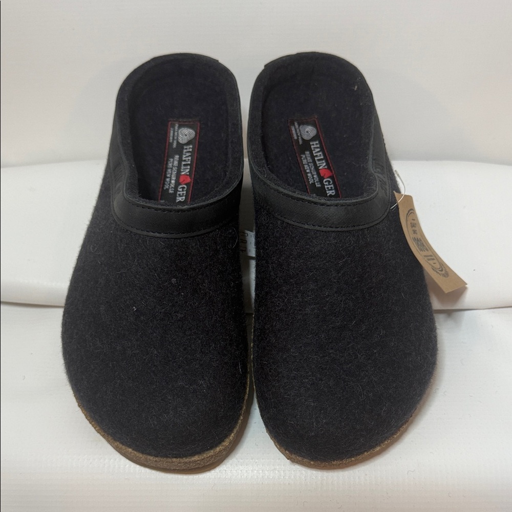 Haflinger GZL Graphit Charcoal Dark Wool Slip-Ons